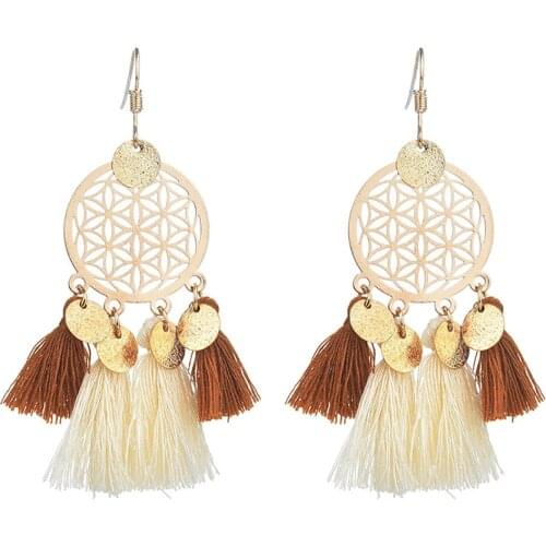 Ladies Explosion Earrings Geometric Elements Tassel Earrings Rope Spike Hollow Bohemian Earrings Girl Gift серьги женские #40