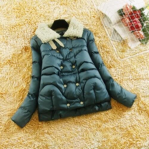 Winter Coat Women Down Cotton Jacket Short Parka Bubble Coat Korean Wool Collar Womens Jackets Parkas Mujer 2020 KJ3728