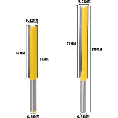 1PC 1/4" Shank Carbide Flush Trim Router Bit Extended Straight Knife Double Edge Trimming Knife
