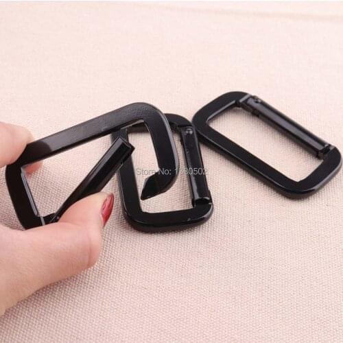 10pcs/lot black color Rectangle Ring clip Buckle spring hook for Backpacks outdoor carabiner
