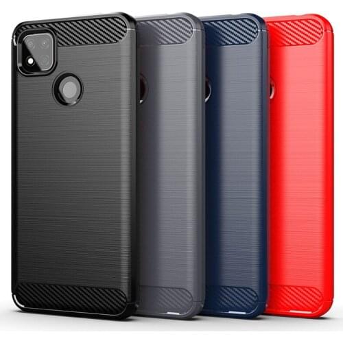 100pcs Carbon Fiber Soft TPU Rubber Case Shockproof Armor Cover For Xiaomi Redmi Note 10 Pro Max 10S 9 Prime 9A 9C 9S 9i 9T K40