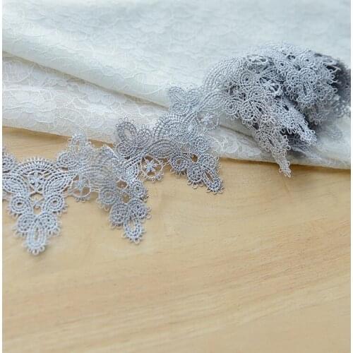 2 Meters 6.3cm Grey Lace Flower Ribbon Sewing Craft Pendent Lace Trim Embellishment DIY Garment Home Decoration