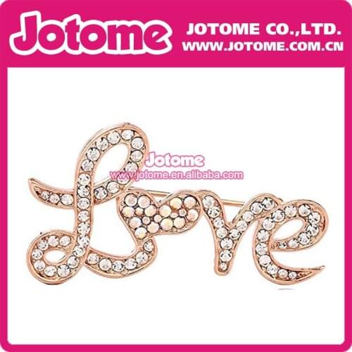 20pca/lot cheaper Love Crystal Brooches and Pin Gold Tone Color Jewelry