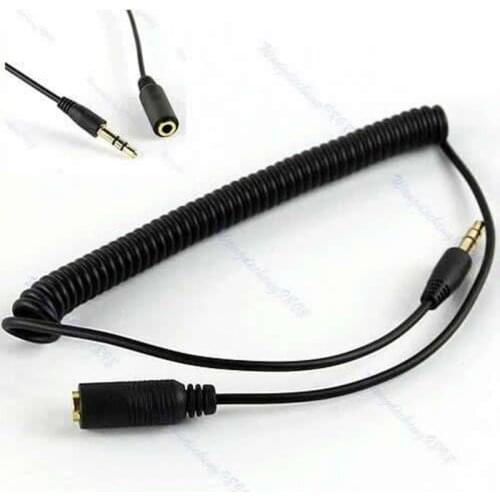 3.5mm Male to Female M/F Plug Stereo Headphone Coiled Extension Cable Jack P9YE