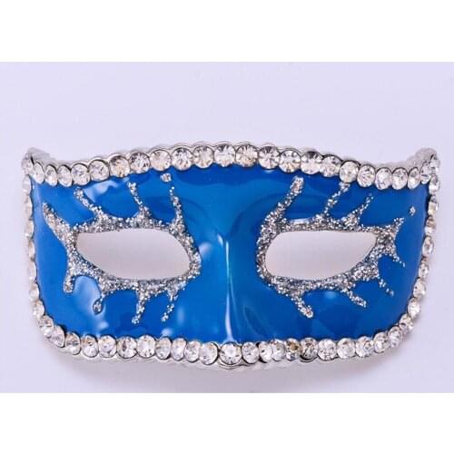 4 Colors New Fashion Women Rhinestone Mask Brooches for Halloween Gift