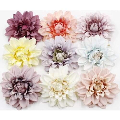 50Pcs 10Cm Vintage Palace Style Dahlia Chrysanthemum Simulation Flower Head DIY Artificial Fake Flower Garland Material Decor
