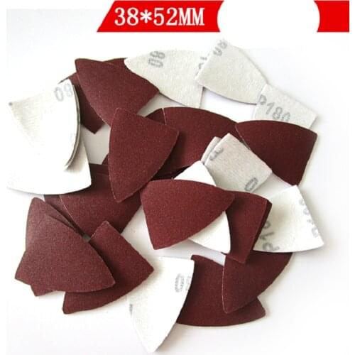 50PCS Sandpaper Triangle Sanding Sheets 38*52mm Aluminum Oxide Hook & Loop Abrasive Sanding Disc For Wood Sanding