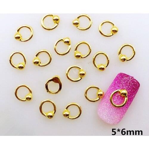 50pcs/pack Japan Korea Alloy Nail Art 3D Round Loop Ring Metal Accessorie Collection for Phototherapy Nail Sticker DIY