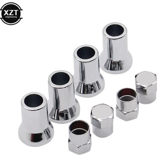 Automobiles 8Pcs/Set TR413 Chrome Car Truck Tire Wheel Tyre Valve Stem Hex Caps Case w/ Sleeve Cover Left Right Front Rear