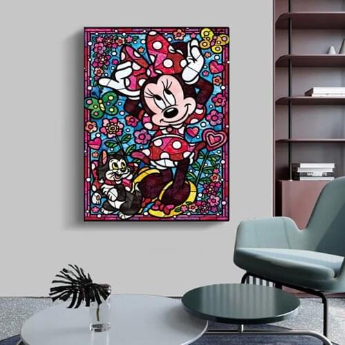 Diamond Painting 5D DIY Round Diamond Embroidery Minnie Disney Cartoon Series Character Mosaic Painting New Home Decoration Gift