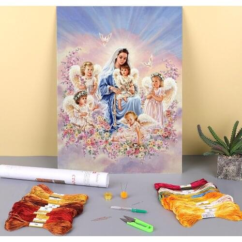 Angel Religion Pre-Printed 11CT Cross-Stitch Embroidery Set DMC Threads Handiwork Handmade Painting Craft Gift Promotions