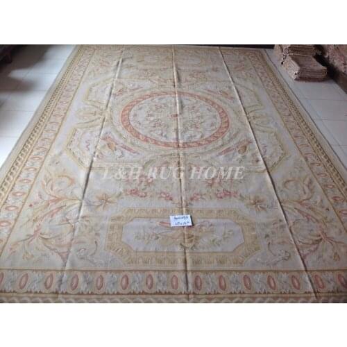 Free shipping 12'x18' Hand Woven Aubusson rugs aubusson woolen rugs and handmade area carpets for home decoration