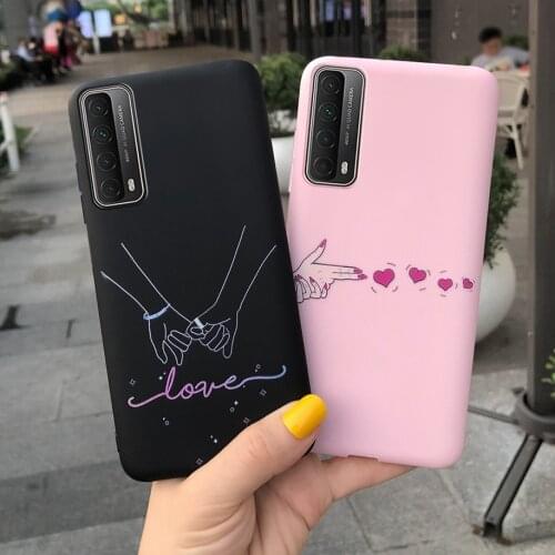 For Huawei Y7a Case Cover For Huawei P Smart 2021 Case Love Heart Silicone Soft Shell Protector Funda For Huawei Y7A 2020 Bumper