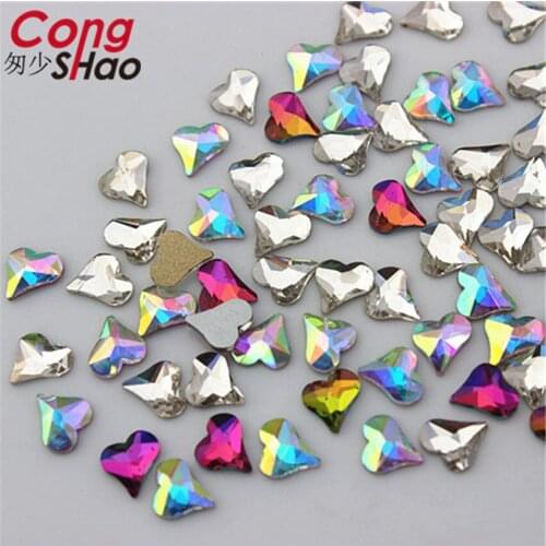 Cong Shao 100Pcs 6*7mm Glass Rhinestones For Nails Art Decorations Glitter Garment Beads Flat Back Strass Crystals stones CS711