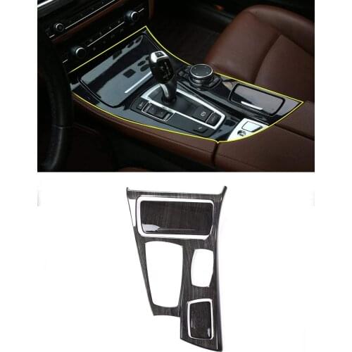 For BMW 5 Series F10 2014-2017 520li 525li 530li Black Wood Grain Center Console Gear Shift Panel Cover Trim 3pcs