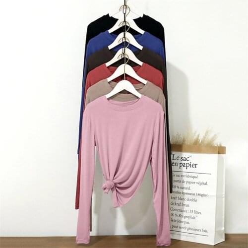 Spring Autumn Long Sleeve Modal T Shirt Women O-Neck Soft UnderWear High Stretch Pullover Basic T-Shirt Female Tee Shirt