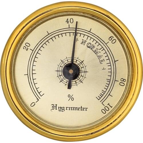 Cigar Hygrometer - Precision Round Plastic Pointer Hygrometer for Metal Cigar Box/Cigar Cabinet, 44mm Diameter Mini Hygrometer