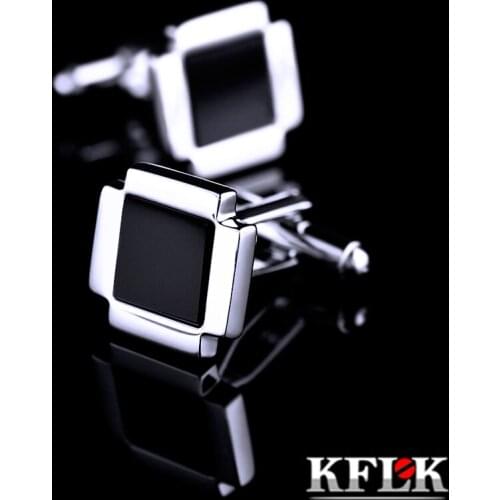 KFLK Jewelry shirt cufflink Wholesale for mens Brand Black Cuff link Button High Quality Luxury Wedding Groom Male guests