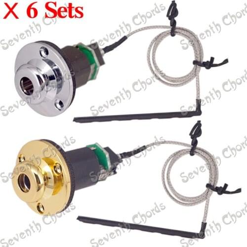 6 Set Do not need Battery Acoustic Guitar Under-Saddle Pickup Pick-up Piezo Cable Stick 6.35mm Endpin Jack