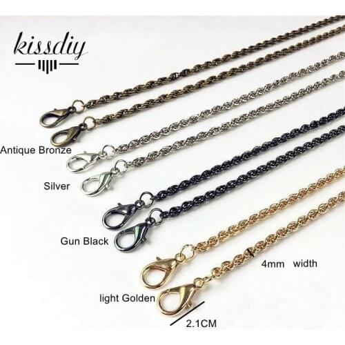 KISSDIY 10pcs antique bronze silver black glden 4mm width 120CM/60CM long Metal Chain for Purses bag,diy Accessory wholesale