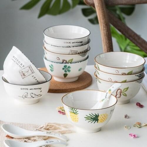 Rice bowl household ceramic bowl 5-inch small soup bowl single porcelain bowl chinese rice bowl dinner bowl set Nordic tableware