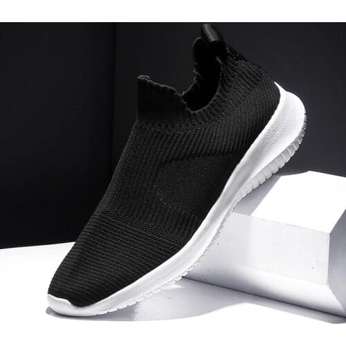 Pure White Fashion Knitted Casual Shoes Mens Ultra Light Breathable Elastic Socks Sports Snekers