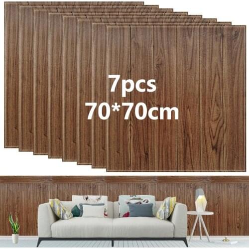 3D Wall Sticker Foam Wooden Art Panels Decoration Self-adhesive Wood Wallpaper Living Room Home Decor Bedroom House Kid Children