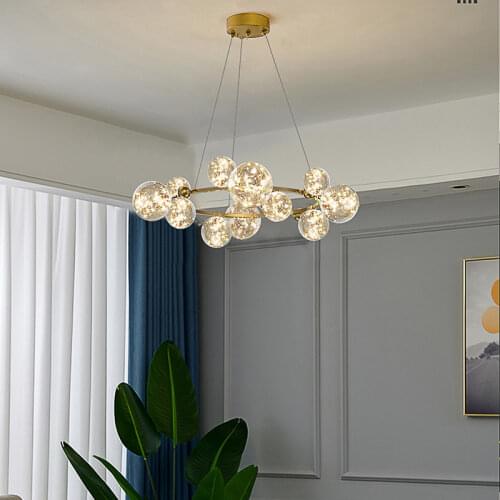 New Modern Fashion Starry Living Room Dining Room Bedroom Chandelier Net Red Glass Bubble Ball Lamp