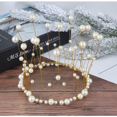 New 1pc Mini Crown Cake Topper Metal Pearl Happy Birthday Cake Toppers Wedding&Engagement Cake Decora Sweet Party Decorations