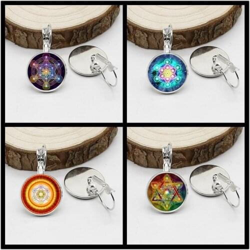 New Metatron Rubiks Cube Pendant Earrings Sacred Geometry Flower of Life Jewelry Vein Lady Magic Six Trigram Earrings