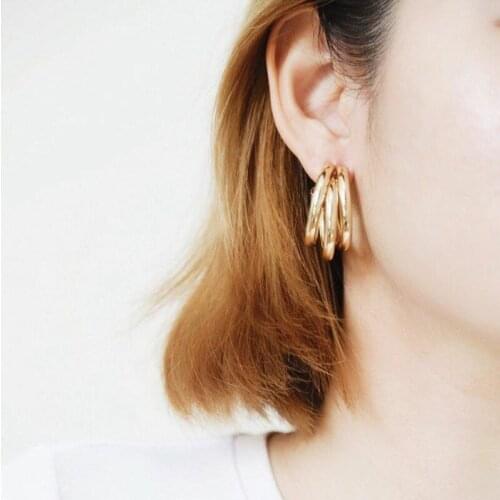 New Fashion Personality Street Auction Simple Joker C Round Tube 3 Womens Earrings Hot Sale Jewelry Wholesale