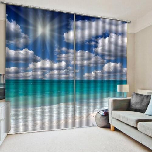 Thickened blackout curtains Customized 3D Blackout Curtains Living Room Bedroom blue scenery sky curtains