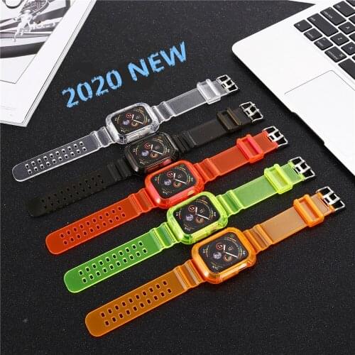 Newest Sport Strap for Apple Watch Band Series 1 2 3 4 5 silicone Transparent for Iwatch 5 4 Strap 38mm 40mm 42mm 44mm