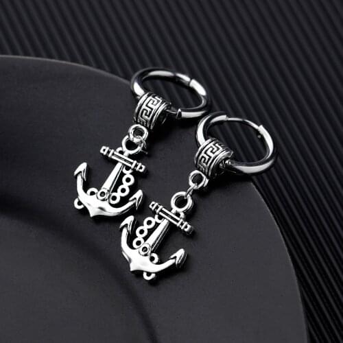 7G Personality Anchor Stainless Steel Earrings Man Color Retro Eardrop Give A Gift To A Friend Jewelry 2021 Trend
