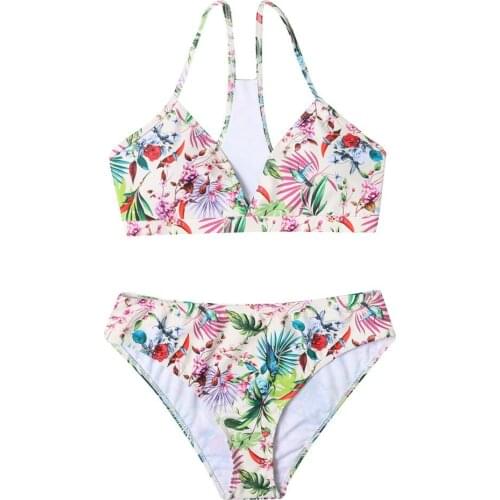 Sexy swimsuit print low waist underwear sexy bikini 2 piece sets womens