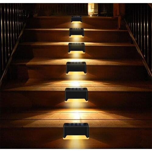 4 Pcs LED Solar Stairs Lights Outdoor Waterproof Garden Pathway Courtyard Patio Steps Fence Lamps