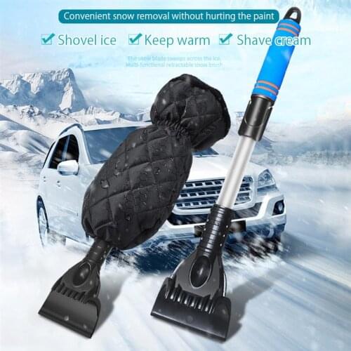 Retractable Car Ice Scraper Winter Snow Scraper Removal with Warm Glove Car Auto Window Windshield Snow Shovel Ice Snow Scraping