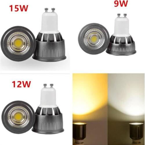 High power E27 E14 GU5.3 MR16 GU10 LED COB Spotlight Dimmable 9w 12w 15w Spot Light Bulb DC12V or AC85-265V