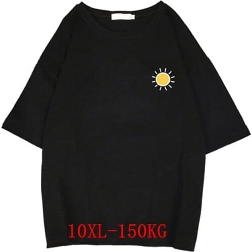 Large size womens T-shirt plus size 7XL 8XL 9XL 10XL summer round neck short sleeve loose black and white blue big T-shirt top