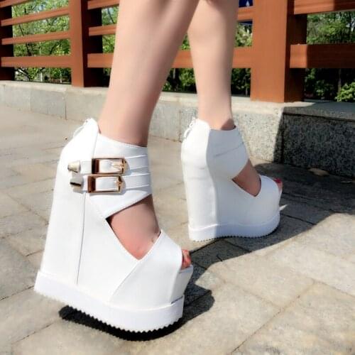 Women Summer Super Pumps New Slope 15cm Nightclub Thick-bottomed Muffin High High Super High Heel Sandals