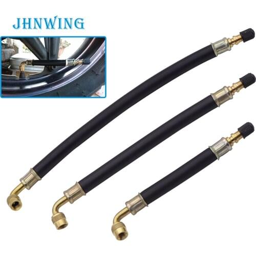 1pc Bicycle Motorcycle Scooter Pump Valve Extender Rubber Valve Extension Inflation Hose 5 8 11 inch 90 Degree Bent Brass End