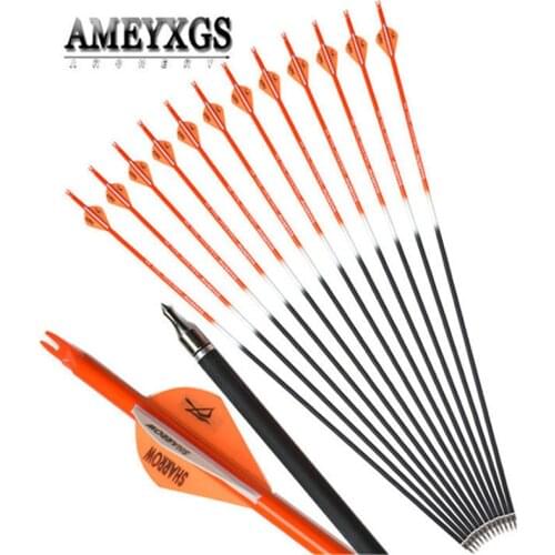 10/20pcs Target Arrowhead Spine 500 Carbon Arrow 31.5" Composite Carbon Fiberglass Shaft Shooting Archery Hunting Accessories