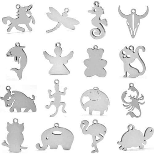 10Pcs Craft Supplies Stainless Steel Animal Shape Charm Pendants for Crafting Jewelry Making Accessory for DIY Necklace Bracelet