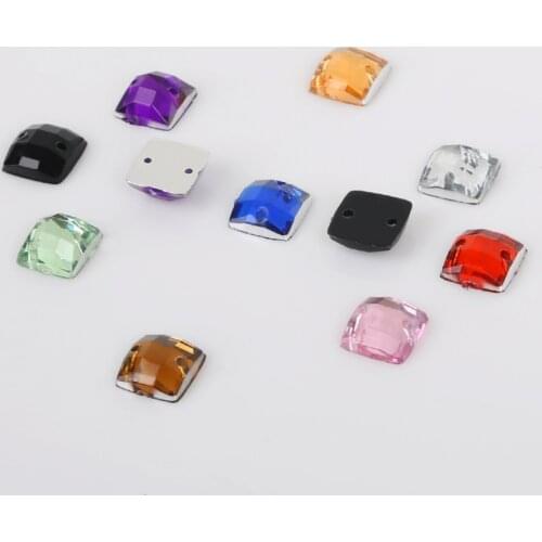 100pcs 8x8mm Square Shape Acrylic Fancy Crystal Stones Loose Rhinestone Sew On FlatBack For Clothing Dress Decorations