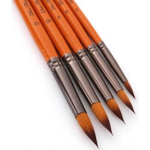 5Pcs Paint Brushes Set Nylon Painting Brush Short Rod Oil Acrylic Brush Watercolor Pen High Quality Professional Art Supplies