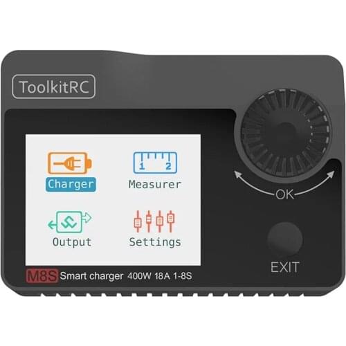 ToolkitRC M8S 400W 18A Color Screen Balance Charger Discharger for 1-8S Lipo LiHV Life Lion NiMh Pb Battery
