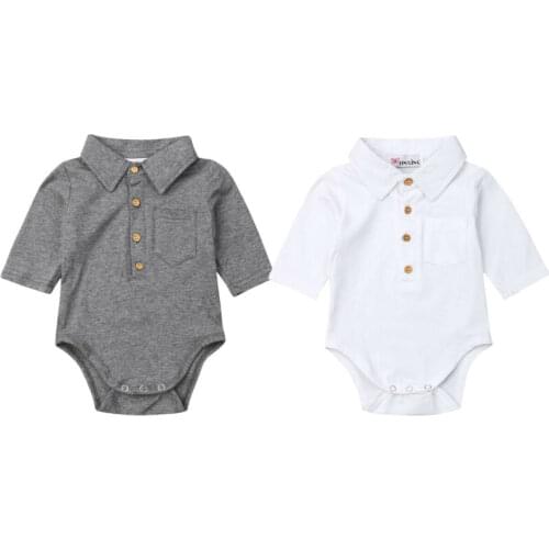 Toddler Baby Summer Clothing Infant Baby Boy Gentleman Solid Formal Bodysuit Short Sleeve Turn Down Collar Shirts Jumpsuit Set