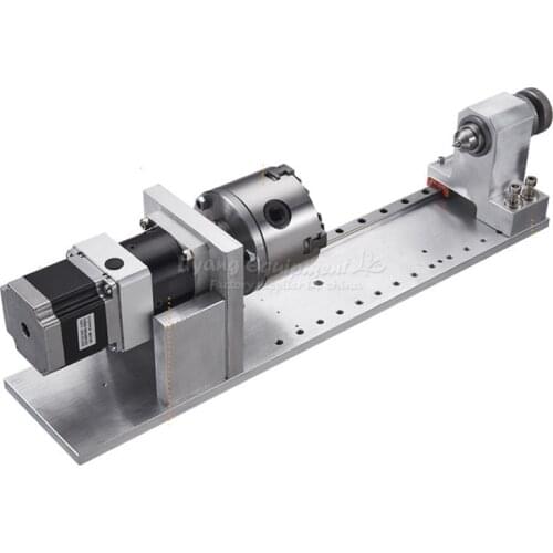 Center Height 65MM 4 Jaw Chuck Planetary Reducer Rotating Shaft 4th Axis CNC Dividing Head A Axis NEMA 23 Stepper Motor