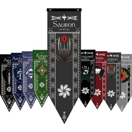 Home Decor Sauron Dark Lord Tower LORs Prequel Flags Arnor Rohan Arthedain Durin Saruman Orcs Flag Banners Decoration Valance