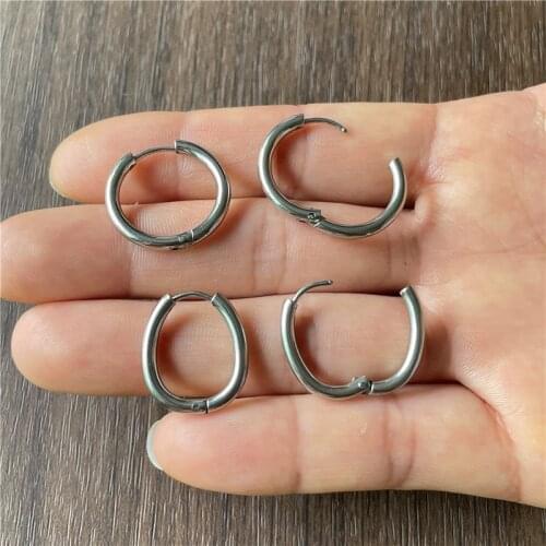 JunKang Fashionable stainless steel oval round smooth ear buckle jewelry DIY men and women charm earrings making discovery